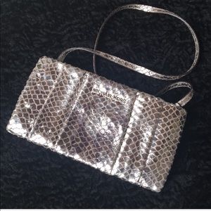 💝 Michael Kors Snakeskin Silver Clutch Shoulder Bag